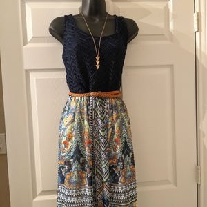 Floor length maxi dress with belt